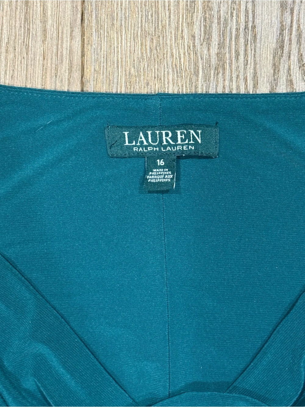 Lauren Ralph Lauren Spruce Green Draped Cowl Neck Ruched Midi Sheath Dress - Picture 3 of 7